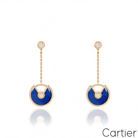 Cartier Yellow Gold Lapis Lazulli & Diamond Amulette de Cartier Earrings B8301232 Cartier Yellow Gold Lapis Lazulli & Diamond Amulette de Cartier Earrings B8301232